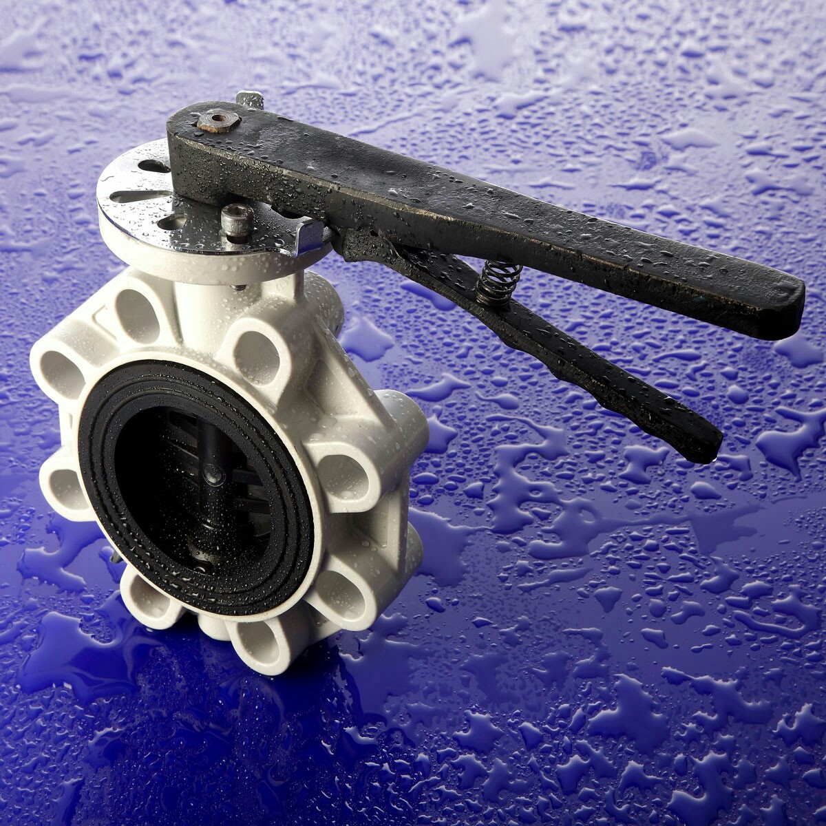 شیر پروانه ای پلیمری دسته فلزی 5-125 همراه با آچار آلن و برگ گارانتی