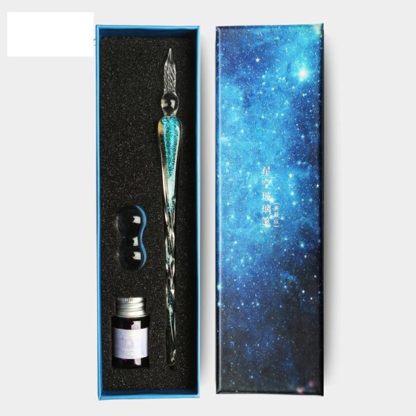 ست قلم شیشه‌ای آسمانی نگینی برند Glass Pen