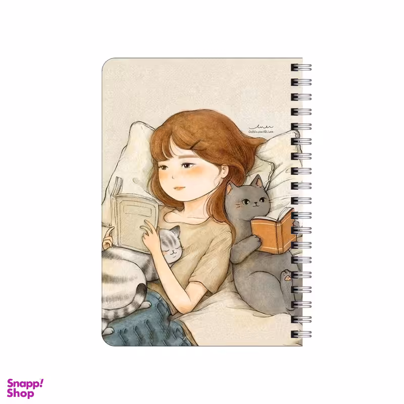 دفترچه یادداشت بامبیلیپ مدل دختر و گربه ی کتابخوان کد 7529909