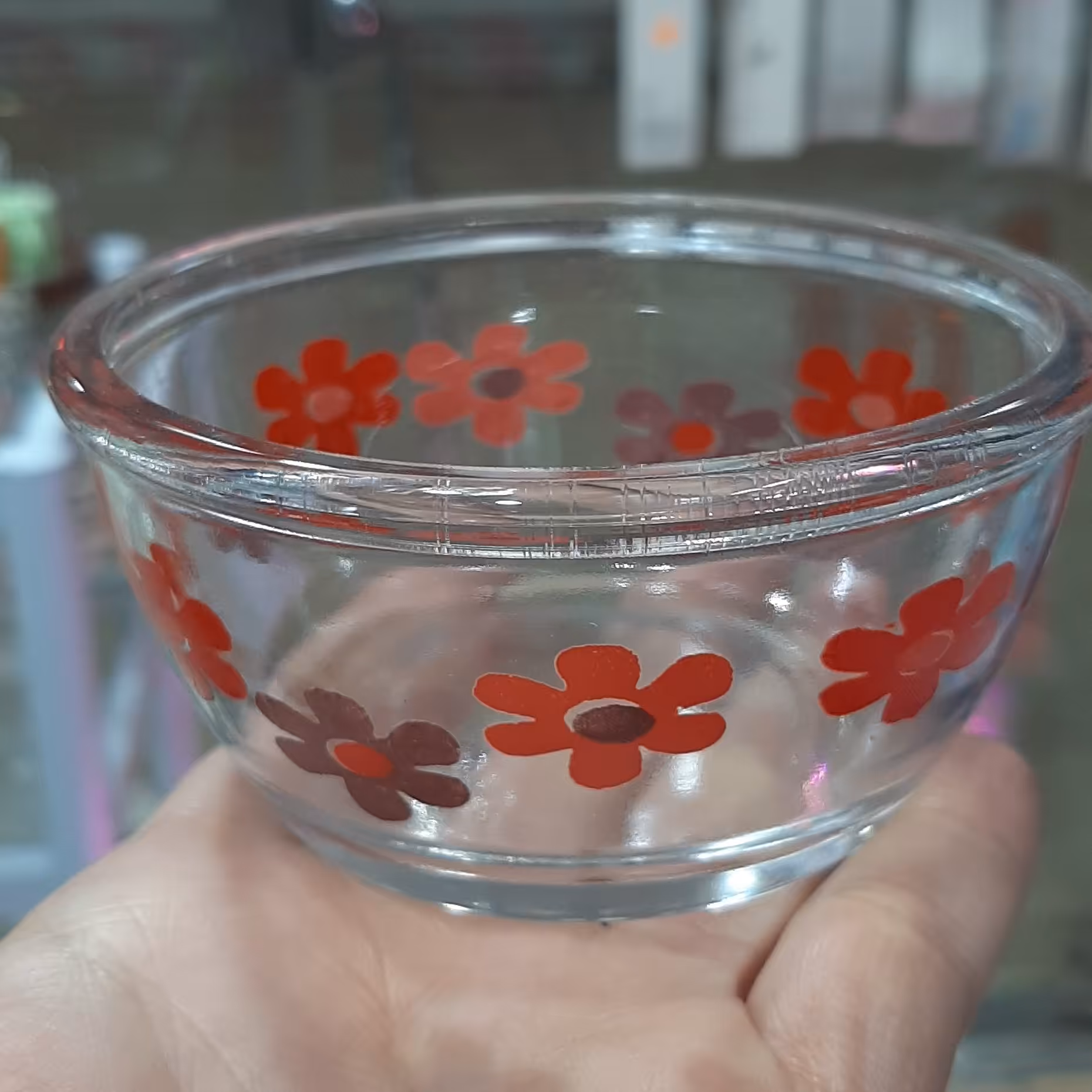 پیاله شیشه ای گلدار پک 6تایی