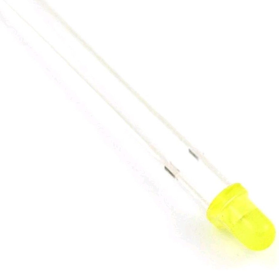 دیود led dip کلاهی زرد رنگ بسته 10 عددی برای نورپردازی در رباتیک و الکترونیک