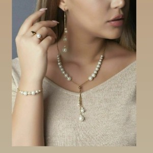 نیم ست مروارید و زنجیر استیل رنگ ثابت تضمینی