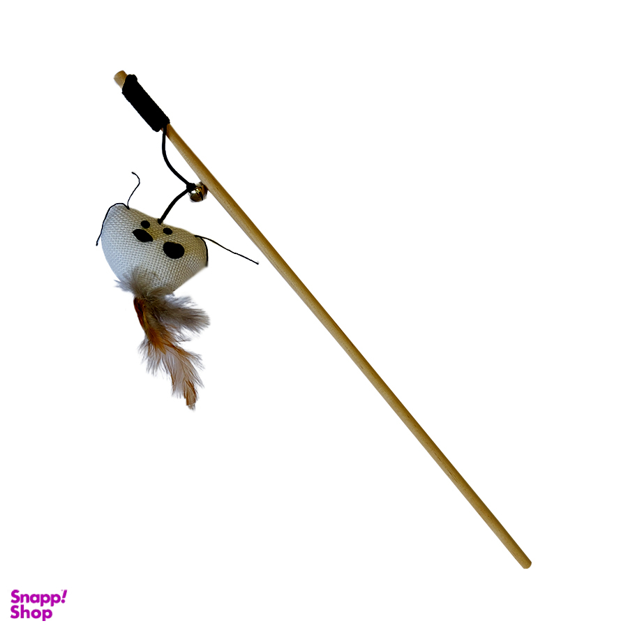 اسباب بازی گربه و سگ مدل چوب بازی طرح موش پر دار کد65