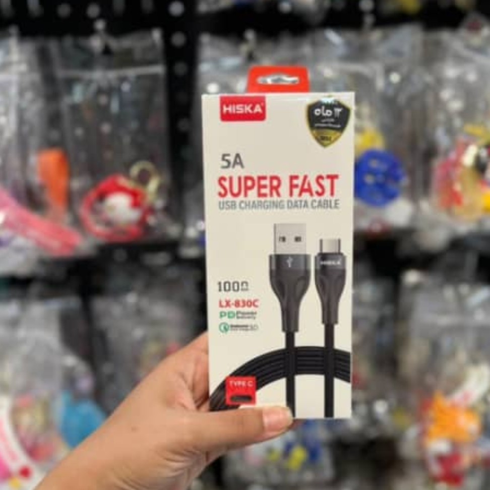 کابل شارژ تایپ سی فست  هیسکا 5 آمپر کیفیت بی نظیر  HISKA