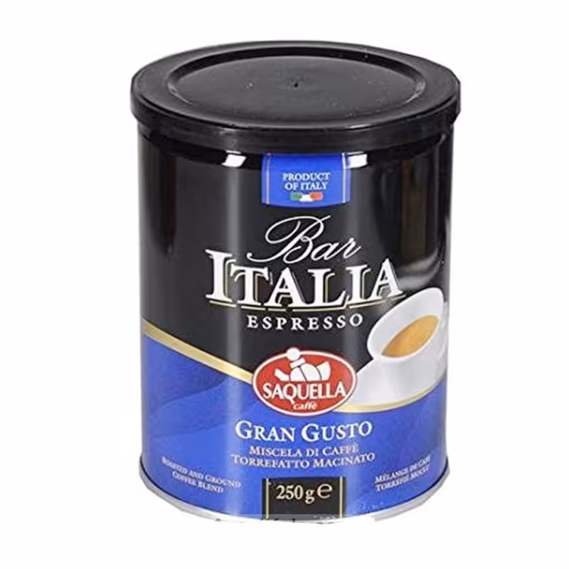 قهوه اسپرسو آسیاب شده ساکویلا SAQUELLA مدل GRAN GUSTO قوطی 250 گرم


