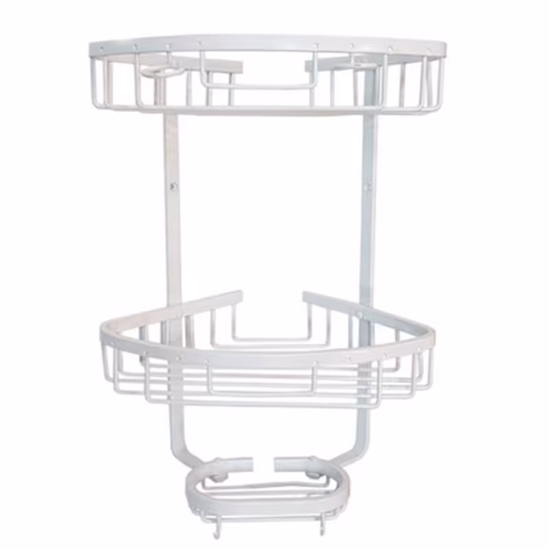 قفسه حمام 2 طبقه نقره ای آلومینیومی ضد زنگ مناسب کنج ارسال با باربری پس کرایه