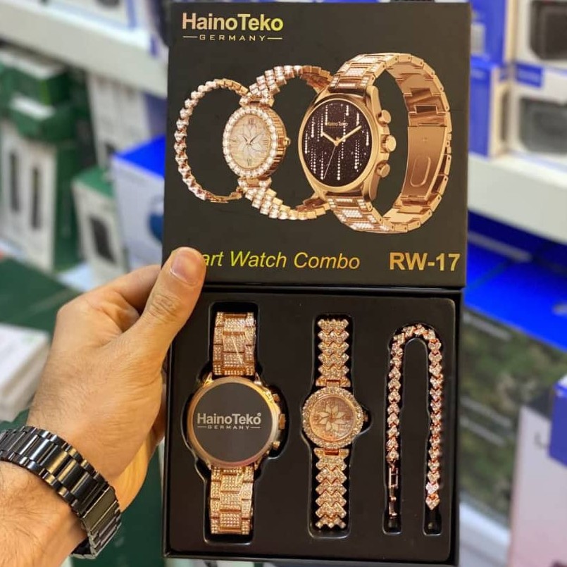 ساعت هوشمند زنانه اصلی هاینو تکو مدل rw17 بهمراه یک ساعت و یک دستبند اضافه