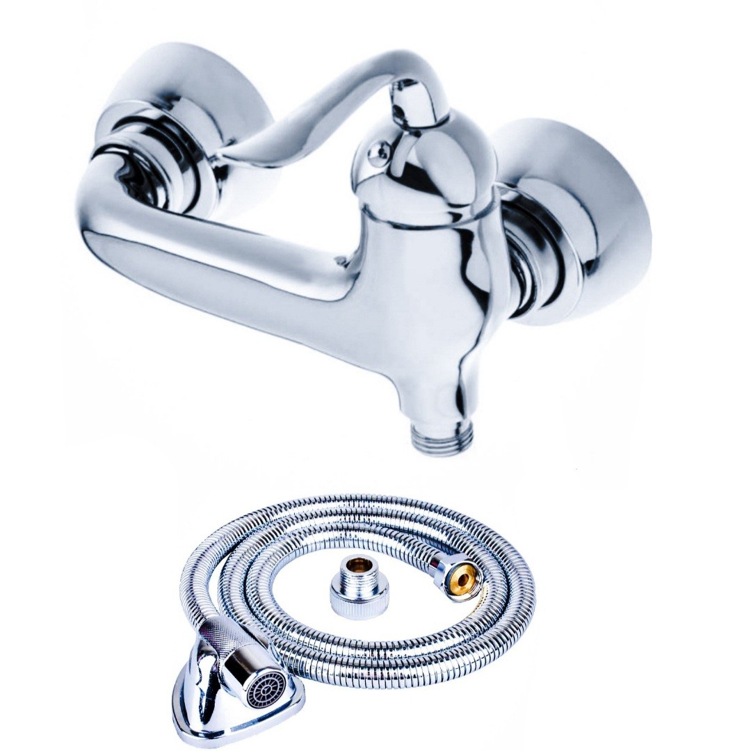 شیر سرویس بهداشتی شیرالات رز مدل راش کروم به همراه شلنگ سرویس بهداشتی 