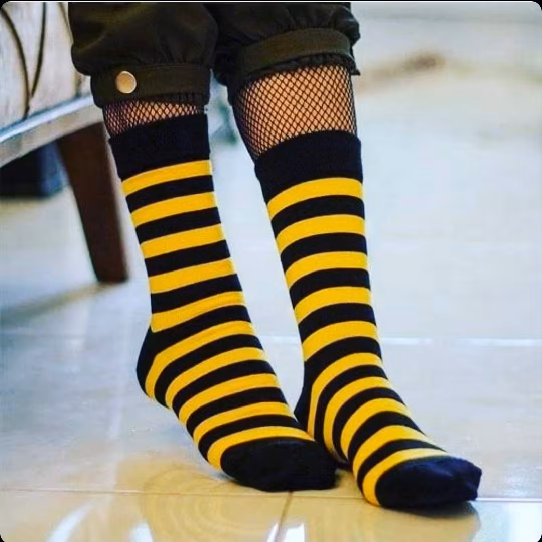 جوراب رینگی زرد مشکی 