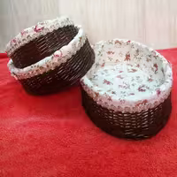 سبد بیضی سه سایزی پارچه دار تینا_رنگ قهوه ای _ 780 گرمی