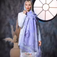 اطلاعات ، قیمت و خرید شال نخی زمینه بنفش طرح قلب کد D219