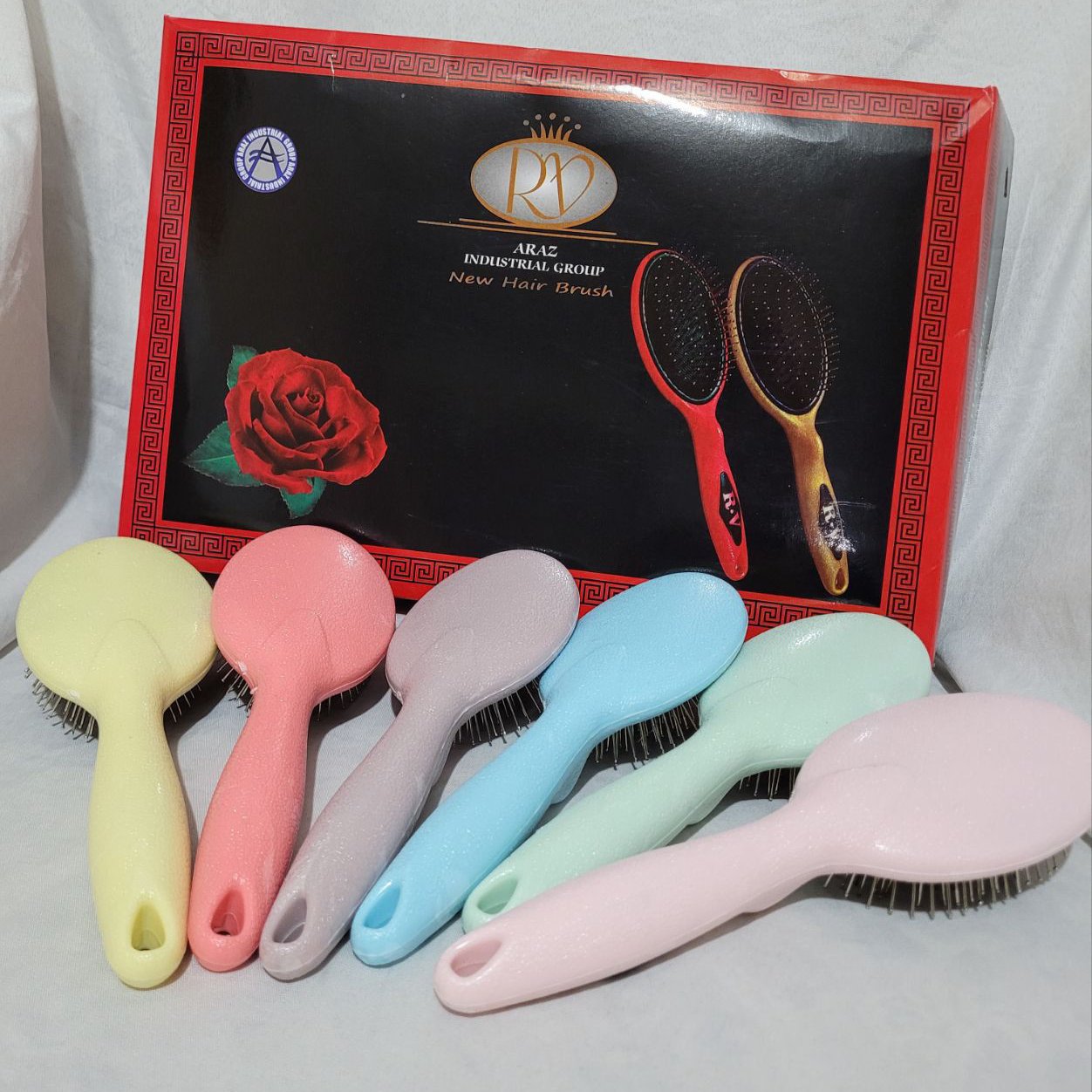 برس مو سایز بزرگ 6 رنگ مختلف شانه مو مستحکم