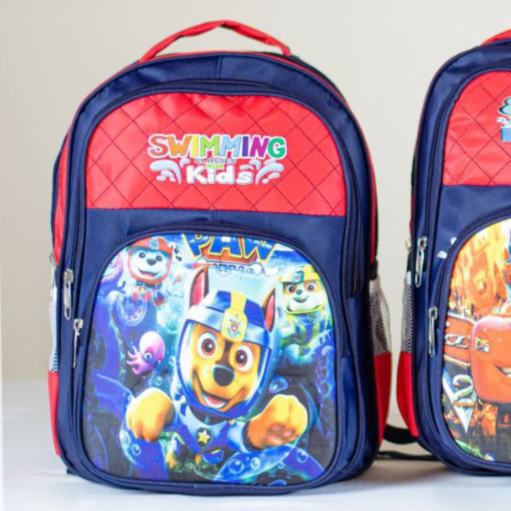 کیف کوله ی مدرسه ای پسرانه طرح سگ های نگهبان 3 زیپ رنگ سرمه ای