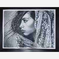 تابلو نقاشی  پرتره زن رنگ روغن قاب شده ابعاد با قاب  70در90 (پس کرایه)