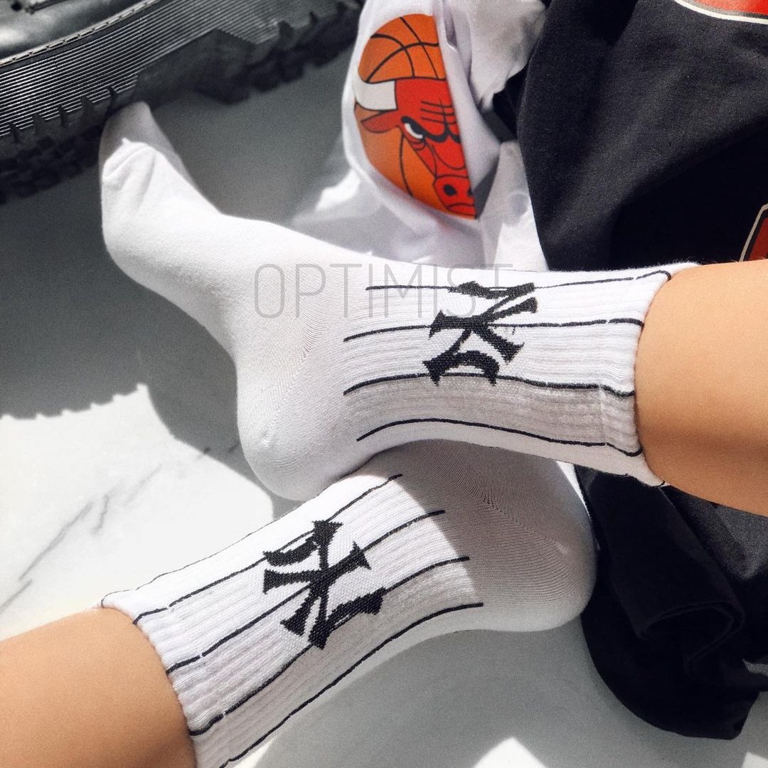 جوراب ساقدار NY اسپرت زمینه سفید نخ پنبه فری سایز