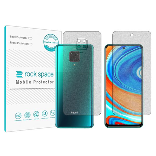گلس صفحه نمایش و پشت گوشی شیائومی Redmi Note 9 Pro مدل نانو هیدروژل گیمینگ برند راک اسپیس کدSS