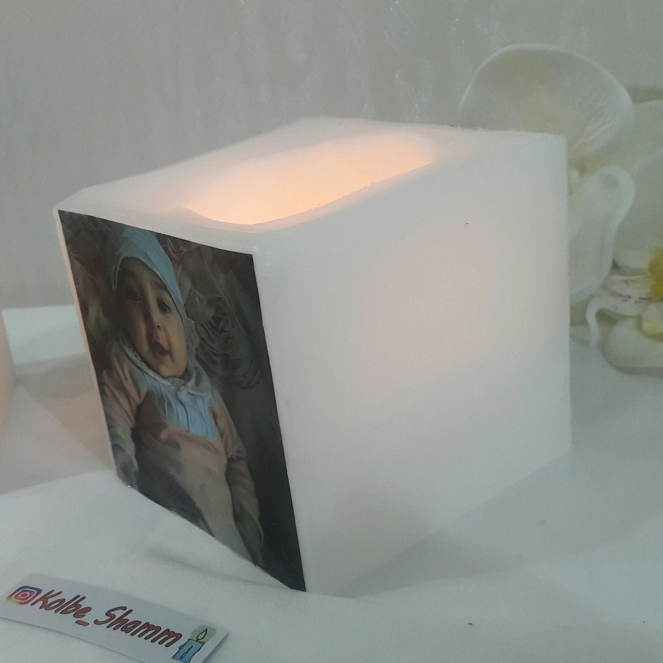 شمع  مکعب فانوسی به همراه عکس 