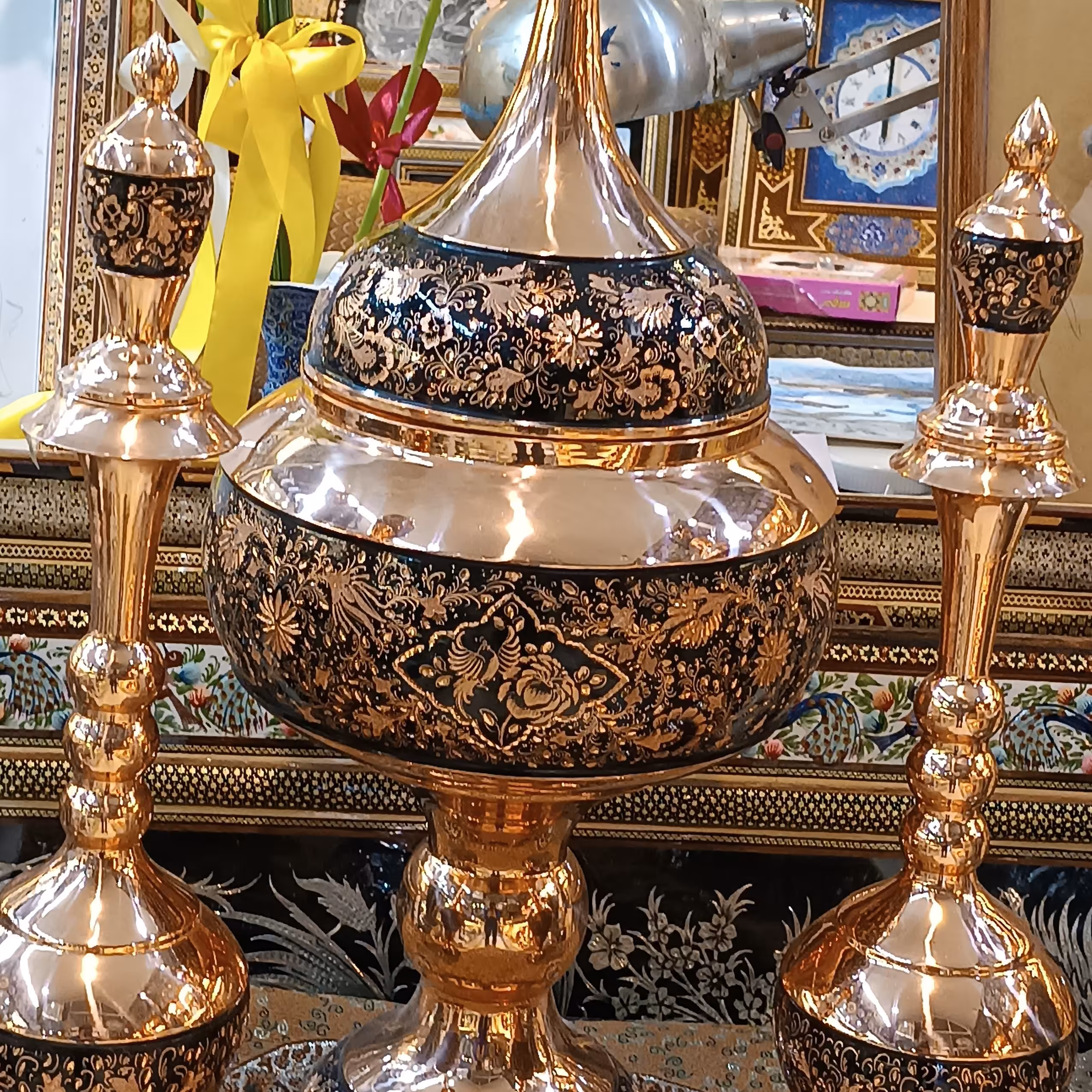 ست زیبا و بزرگ حکاکی روی مس