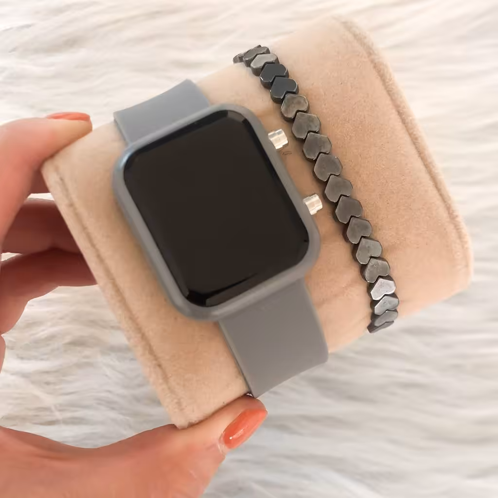 ست ساعت ال ای دی مستطیلی بند ژله ای