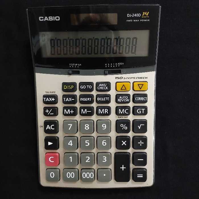 ماشین حساب کاسیو مدل Dj-240D  نوری و باطری خور 14 رقم