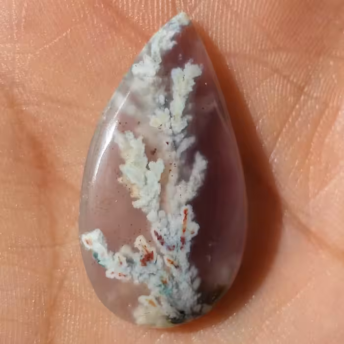 نگین شجر هفت رنگ زمینه سوسنی تراش فانتزی پولیش آیینه ای با شجری بسیار واضح و زیبا