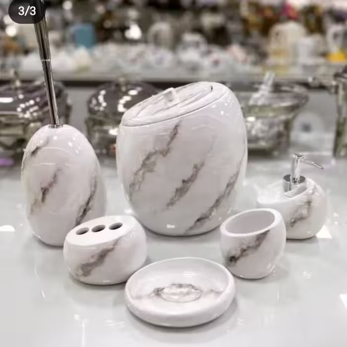 سرویس 6 پارچه رزین با درب بادبزنی ( ارسال رایگان و جاصابونی هدیه)