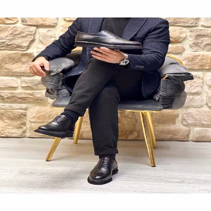 کفش های کژوال مشکی مردانه سیاه ZIV 3013 و سفید چرمی روزمره ByItallanoshoes