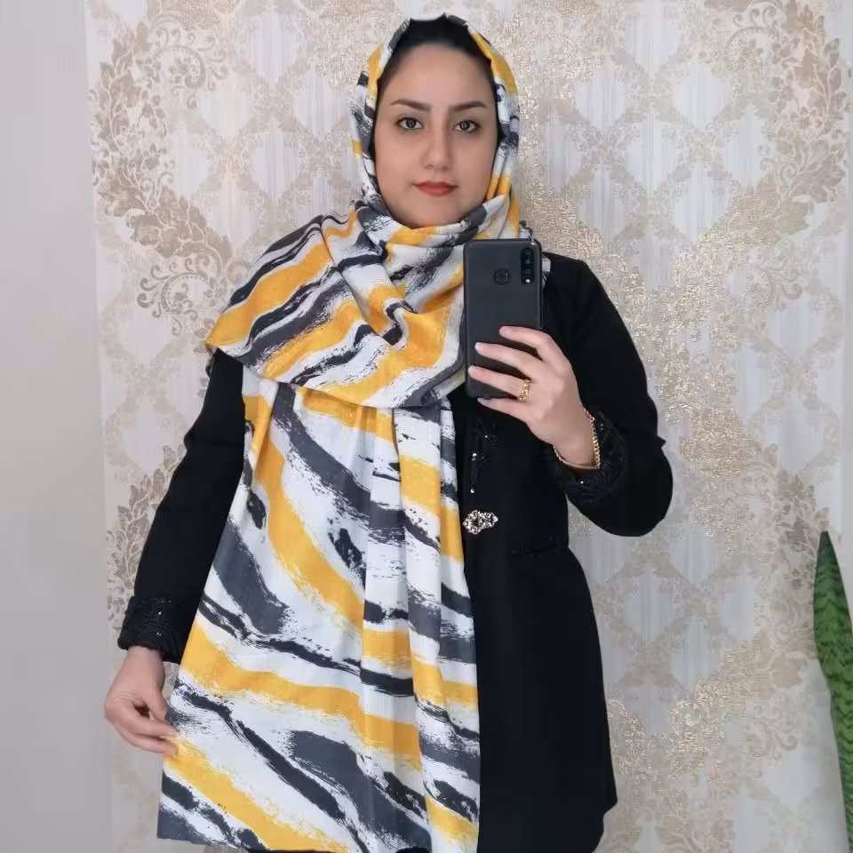 شال نخی طرحدار طوسی زرد