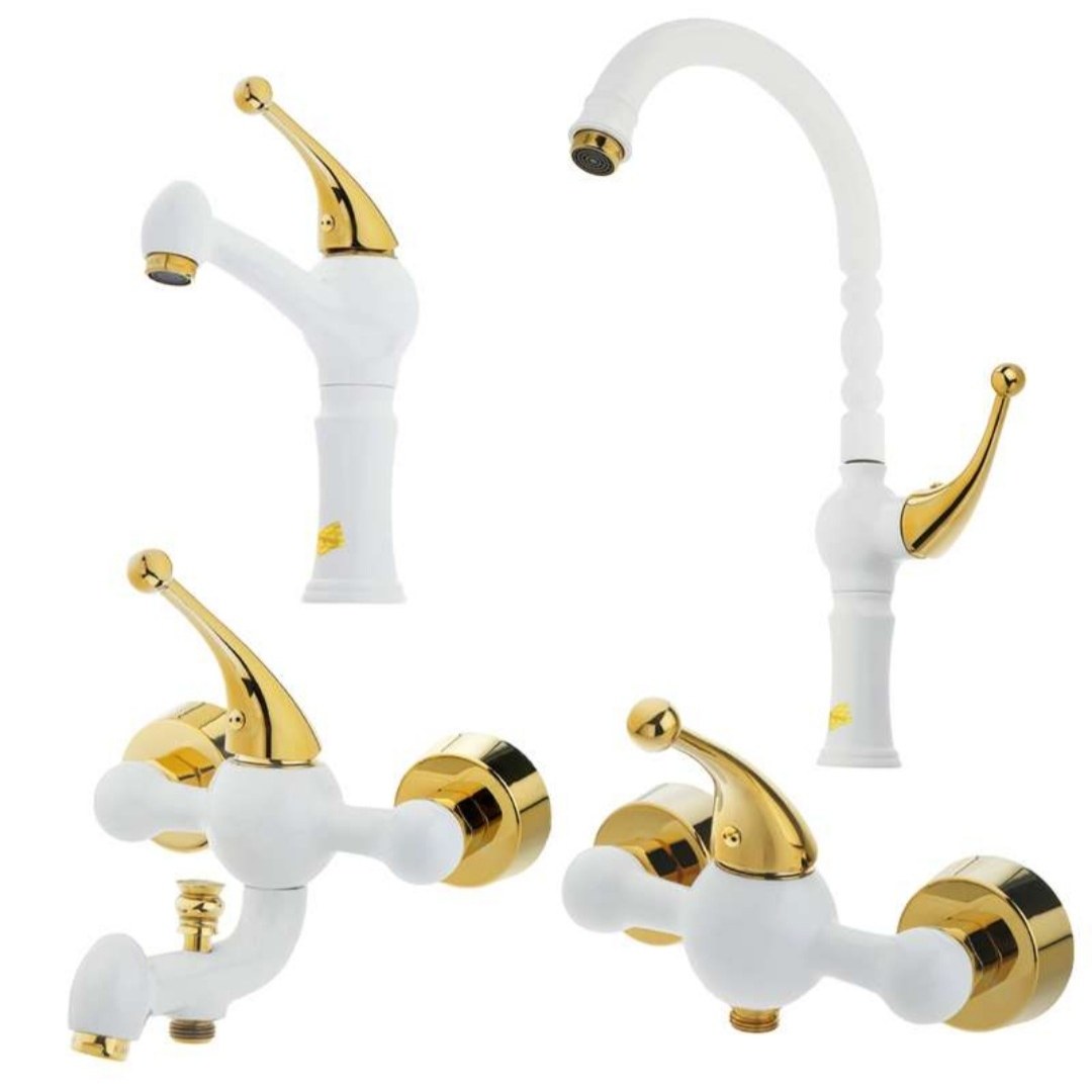 شیرآلات کویران آذر-ست پاریس 4عددی-سفیدطلایی