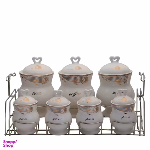جا ادویه 7 پارچه پایه دار مدل گل رز کد ۱۰۶۷