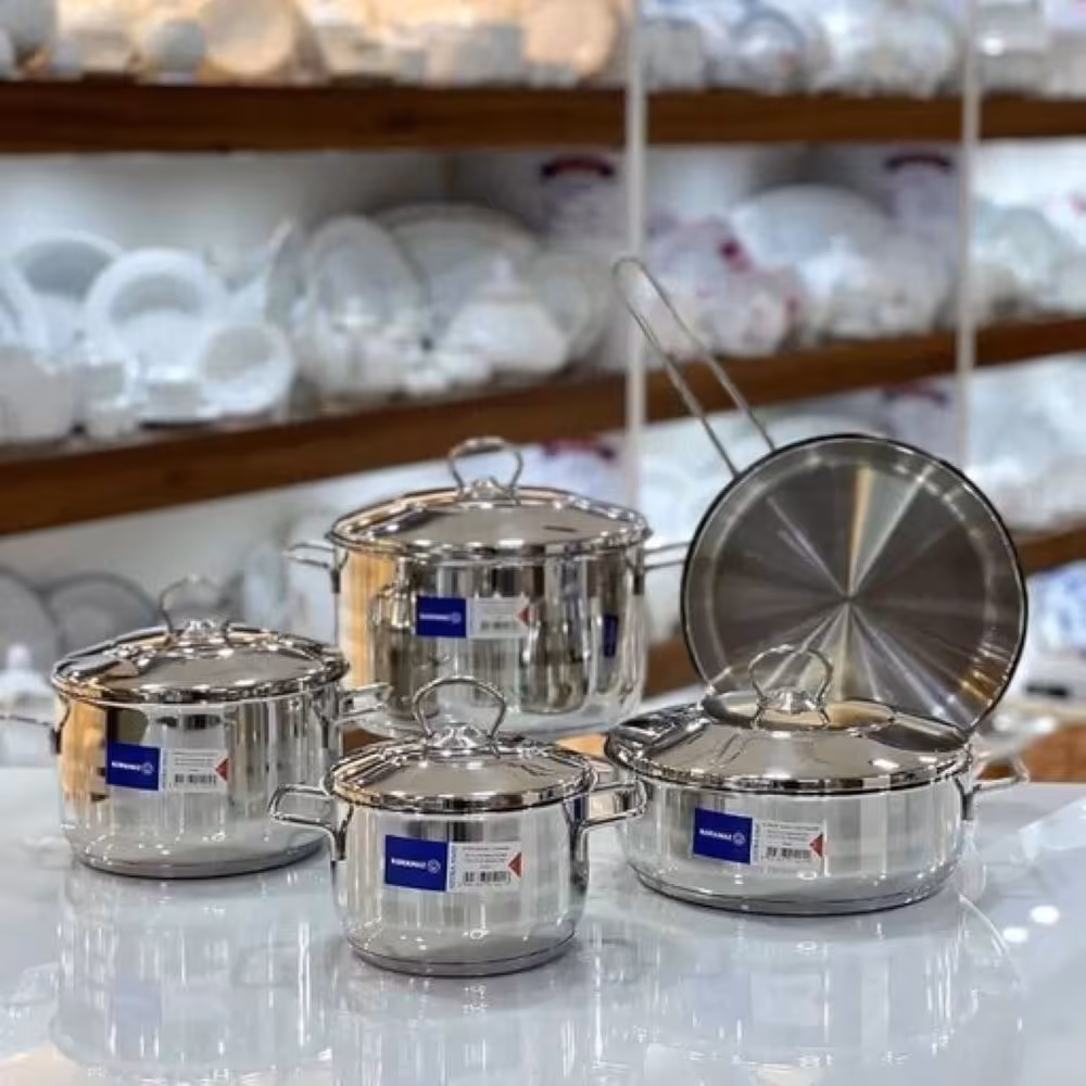 سرویس قابلمه 9 پارچه استیل کرکماز مدل آسترا ورق ضخیم ارسال رایگان