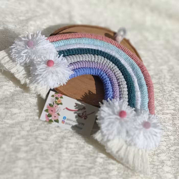 آویز رنگین کمان مکرومه با رنگای جذاب