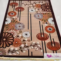 گلیم ماشینی 6 متری  طرح  گلسان لوزی بژ عنابی با ارسال رایگان