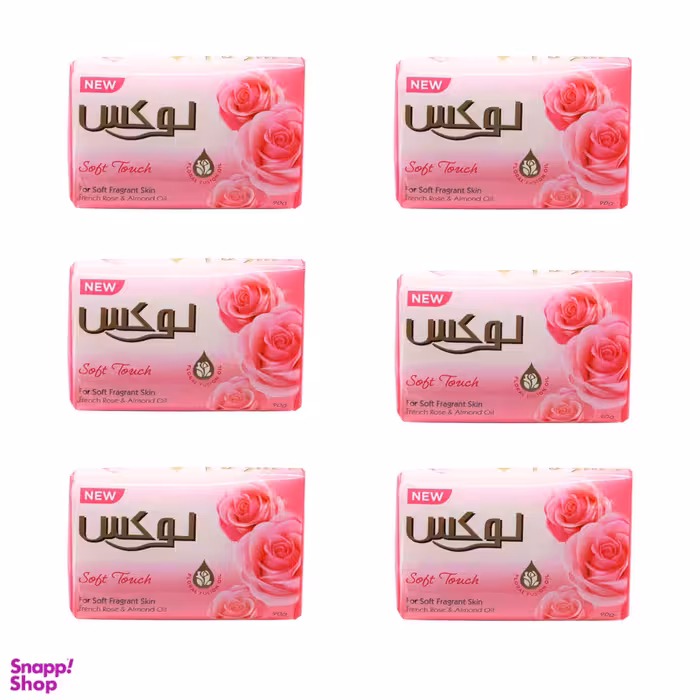 صابون رز فرانسوی و روغن بادام لوکس مدل Soft Touch وزن ۹۰ گرم بسته 6 عددی