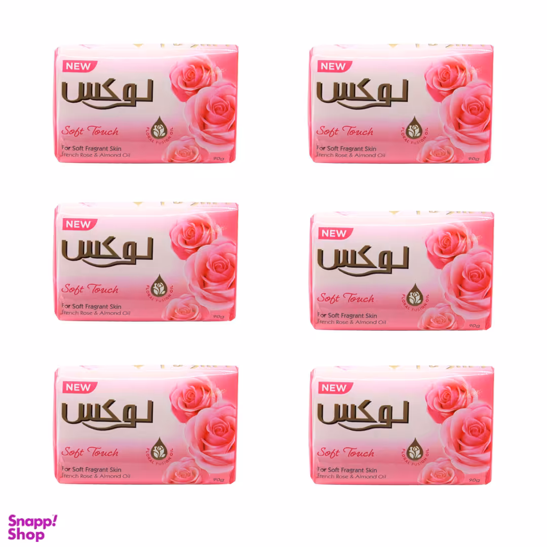 صابون رز فرانسوی و روغن بادام لوکس مدل Soft Touch وزن ۹۰ گرم بسته 6 عددی