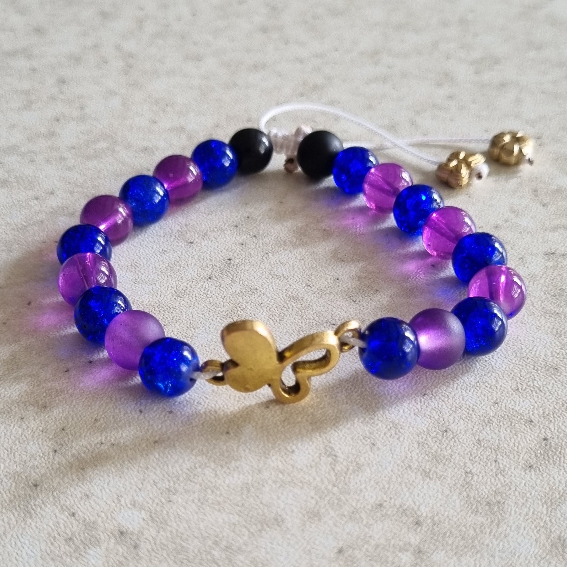 دستبند مهره سنگی،براق،کد2