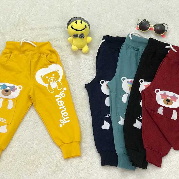 شلوار پسرانه نخ پنبه طرح خرسی