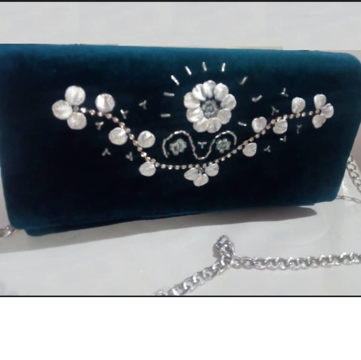 کیف کتابی آبی نگین کاری شده