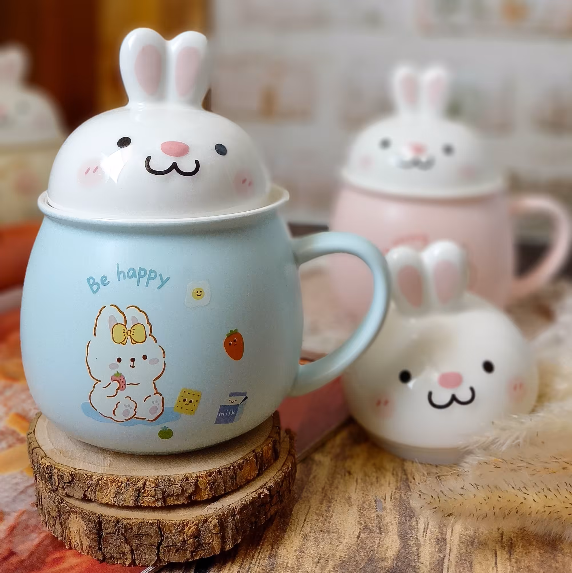 ماگ خرگوش سرامیکی دردار  وارداتی در 4 رنگ پاستیلی جذاب  حجم 400 میلی لیتر دهانه 7سانتی متر ارتفاع 8سانتی متر