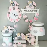 ست سطل و جادستمال آباژور و ساعت نانان مناسب سیسمونی کودک 