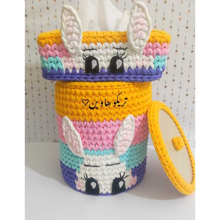 ست سطل زباله و جا دستمال کاغذی خرگوش نانان مدل تریکو