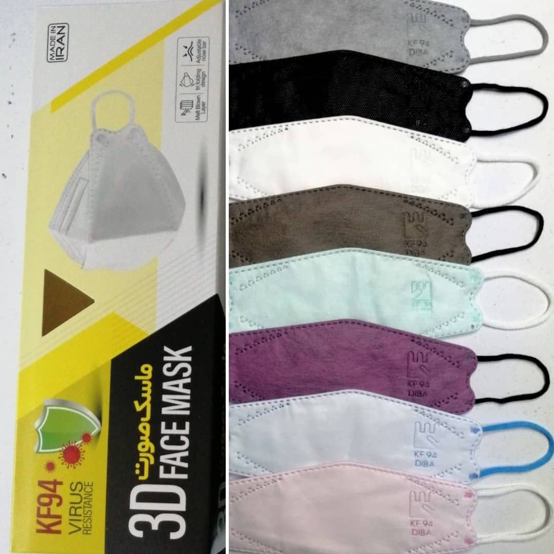 ماسک سه بعدی 5 لایه رنگبندی میکس (پک 5رنگ 5تایی) بسته 25تایی