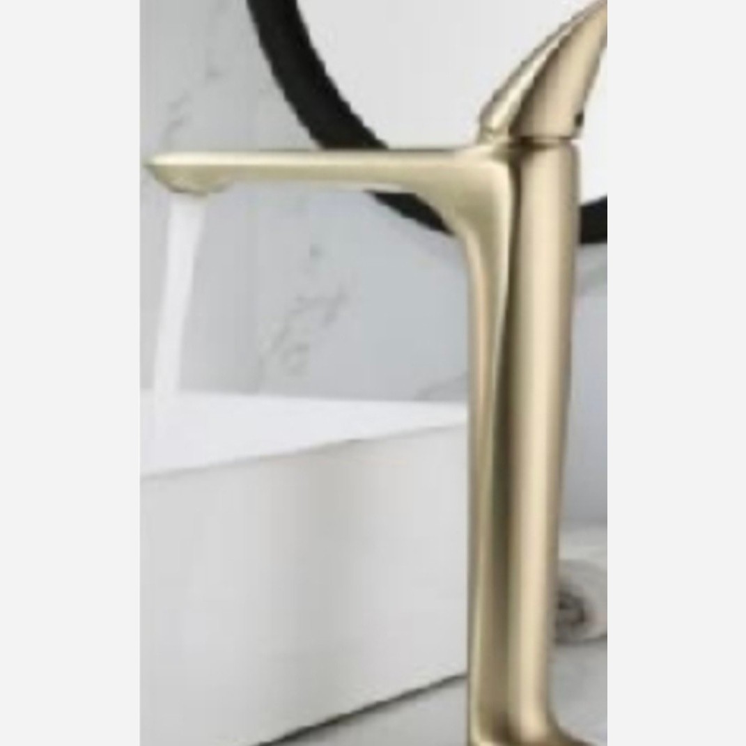 شیر روشویی پایه بلند  طلایی وارداتی هزینه ارسال پسکرایه