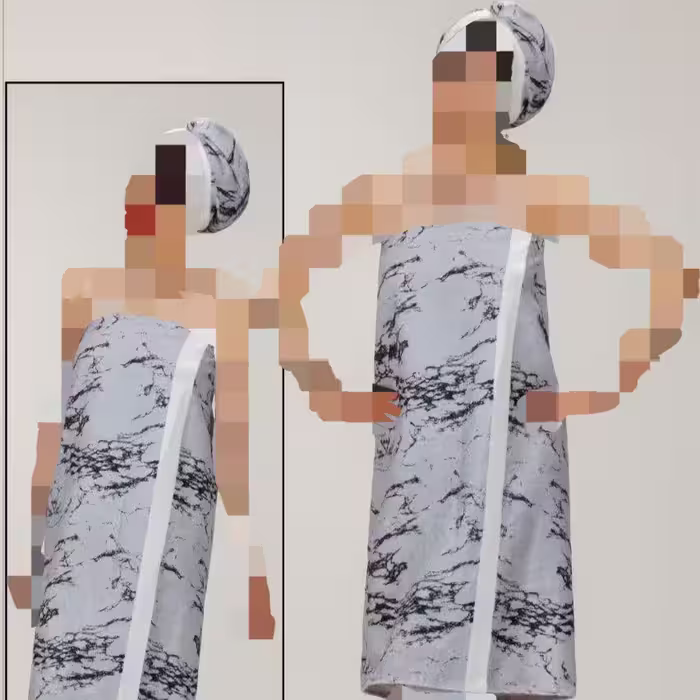 حوله حمام دکلته و کلاه و دمپایی ست جنس میکروفایبر طرح سنگ (پس کرایه)