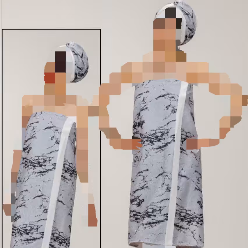 حوله حمام دکلته و کلاه و دمپایی ست جنس میکروفایبر طرح سنگ (پس کرایه)
