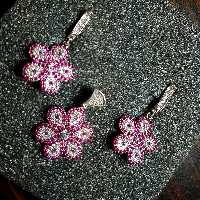 نیم ست نقره آبکاری طلا سفید مدل گل 5 پر