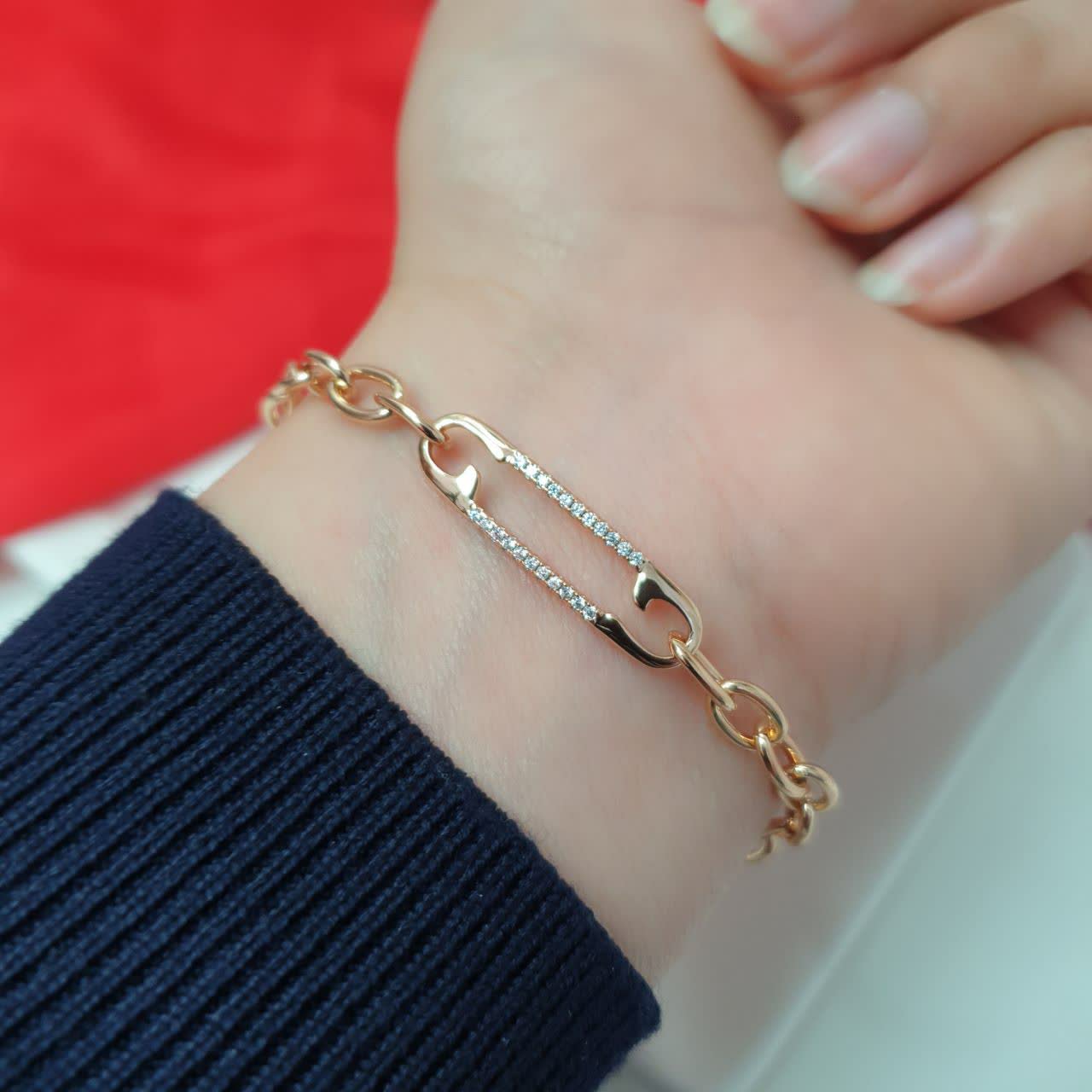 دستبند دخترانه و زنانه ژوپینگ زنگ ثابت نگین دار ظریف 