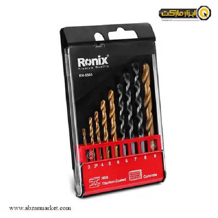 ست مته رونیکس آهن و بتن 9 عددی مدل RH-5585