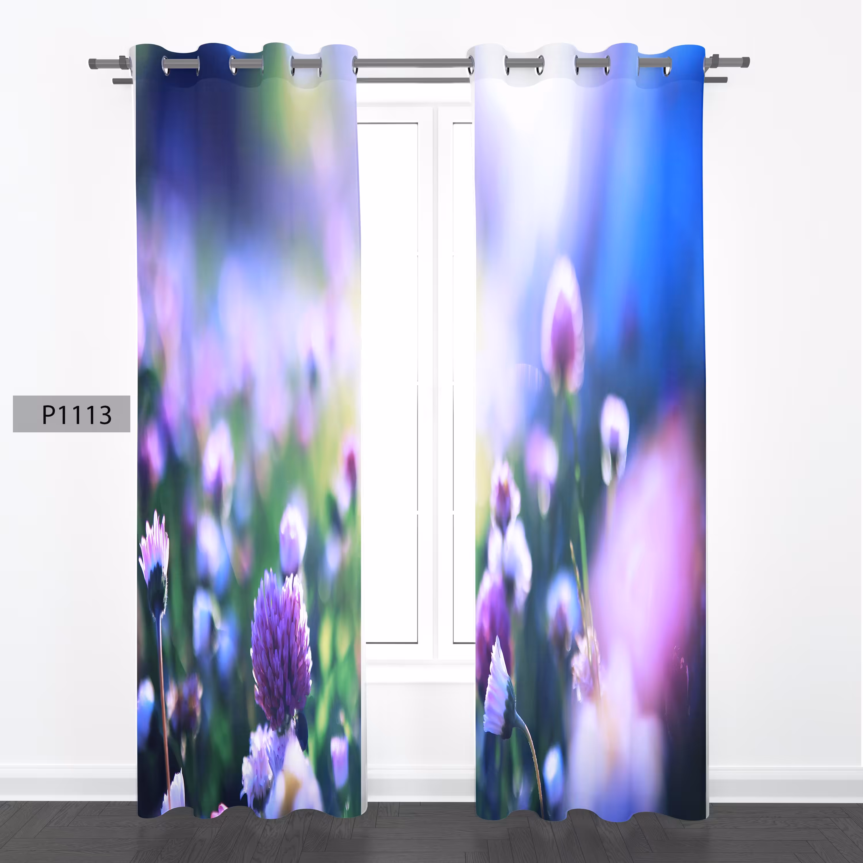 پرده هازان چاپی دوقواره دوخته شده پانچ شده هر قواره عرض 140ارتفاع 190 کد1113