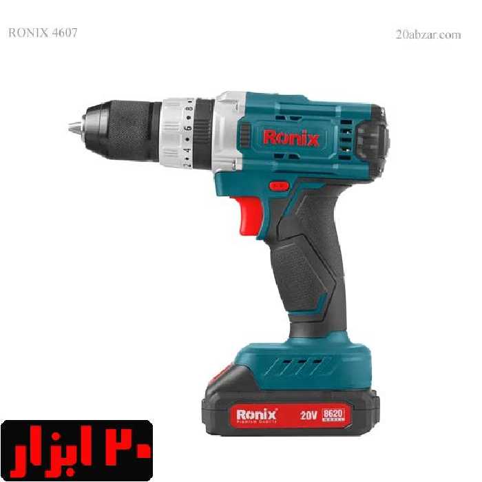 دریل پیچ گوشتی چکشی ترکمتردار دو باتری 20 ولت 8620 رونیکس
